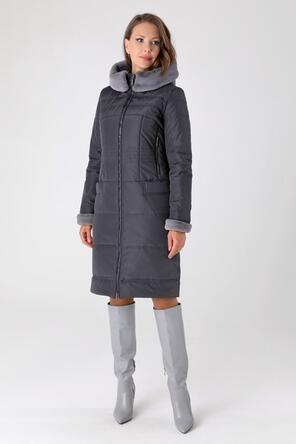 Зимнее пальто женское DW-23412 цвет графитовый, фото 1