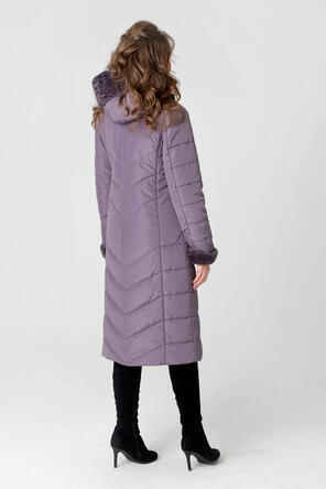 Зимнее стеганое пальто DW-21407, цвет серо-сиреневый foto 4