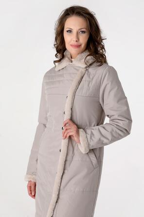 Женское стеганое пальто DW-23302, цвет серо-песочный, фото 3