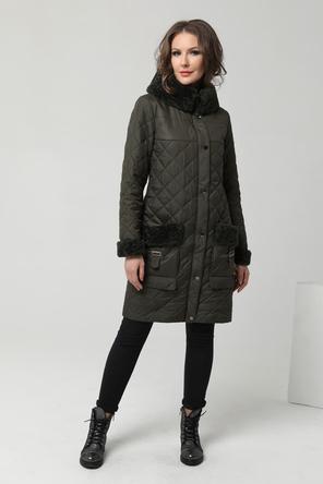 Женское стеганое пальто DW-21332, цвет темно-хаки, фото 01